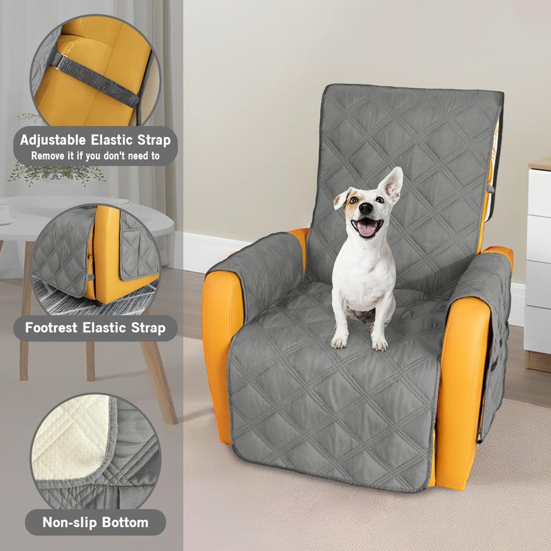 CHHKON Recliner Chair Covers Waterproof with Non-Slip Furniture Protector Sofa Slipcover for Children, Sofa Covers for Dogs (Gray, 23'') - Image 5